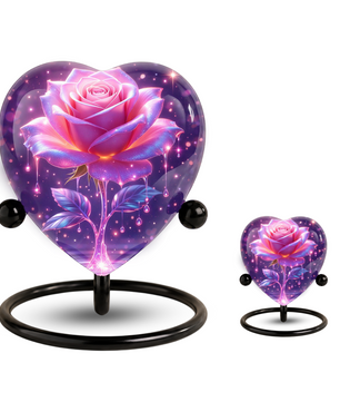 Rose Heart Urn for Mom – Personalized Keepsake Urn for Mom, Beautiful Cremation Urn for Female Ashes