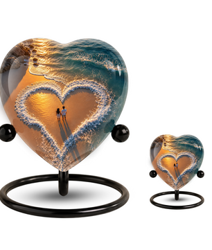 Beach Heart Cremation Urn for Adult Ashes, Personalized Ocean Memorial Urn, Adult Urn for Human Ashes, Custom Beach Urn