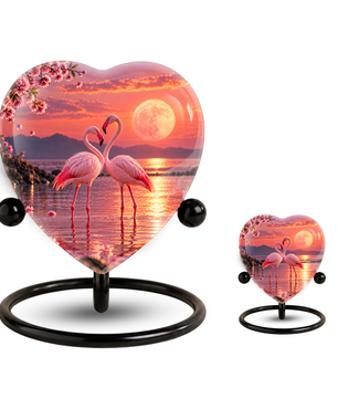 Flamingo Heart Adult Cremation Urn for Ashes, Personalized Memorial Urn for Adults,