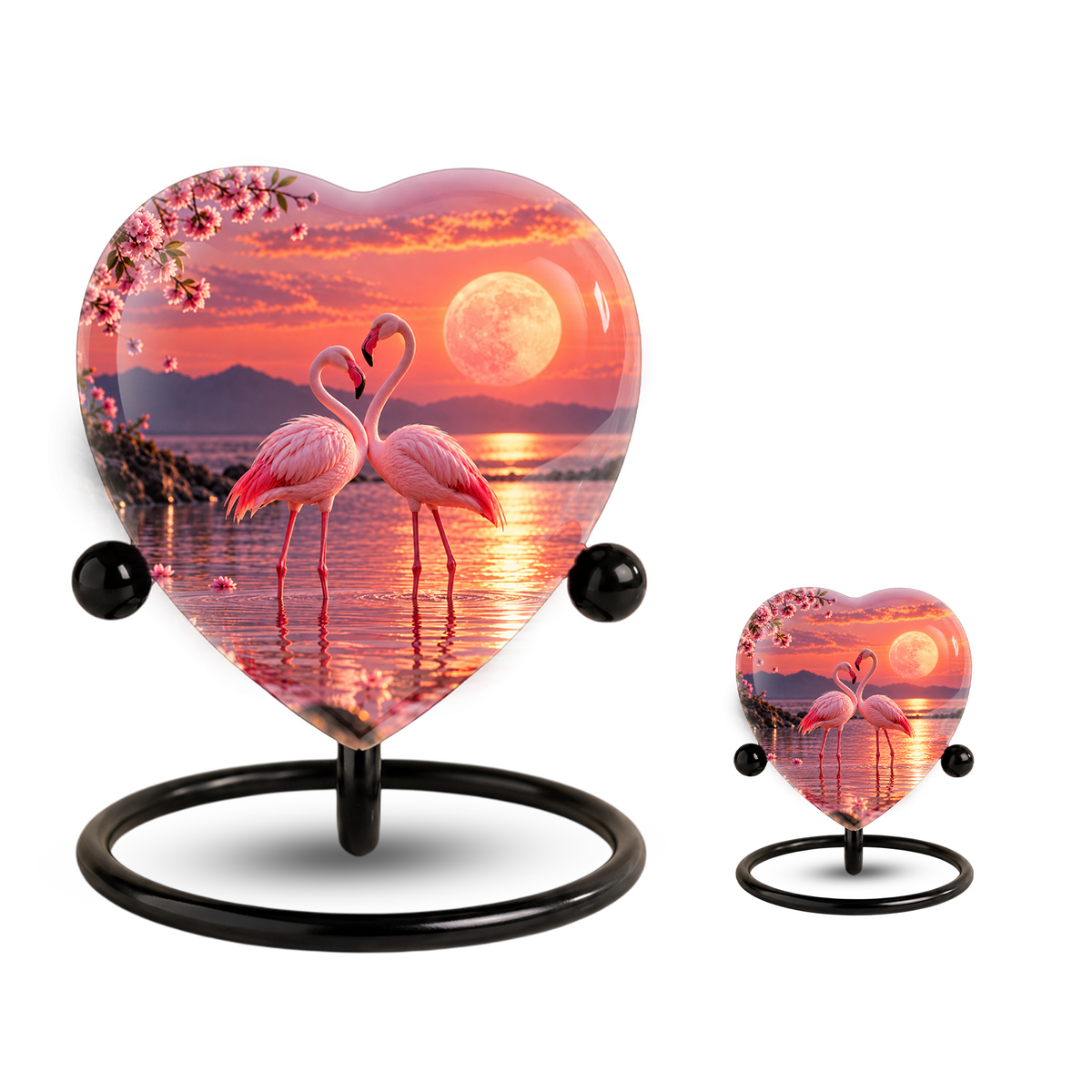 Flamingo Heart Adult Cremation Urn for Ashes, Personalized Memorial Urn for Adults,