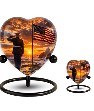 American Flag Urn for Dad, Personalized Military Cremation Urn for Men, Patriotic Adult Urn for Father