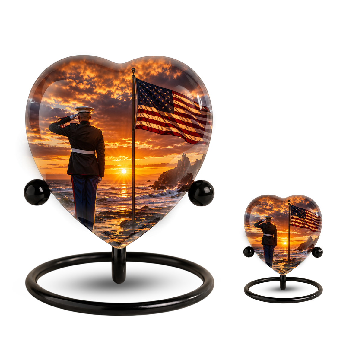 American Flag Urn for Dad, Personalized Military Cremation Urn for Men, Patriotic Adult Urn for Father