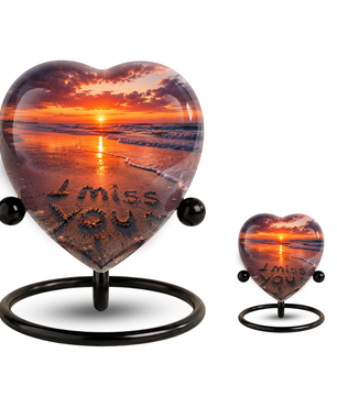 Beach Urn for Human Ashes – Ocean Sunset Beach Cremation Urn, Beach Keepsake Urn & Memorial Urn