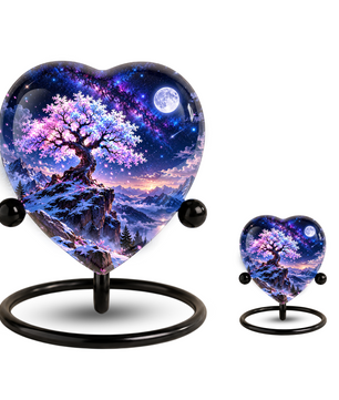 Cherry Blossom Adult Urn for Ashes, Tree of Life Memorial Urn, Pink Sakura Tree Cremation Urn