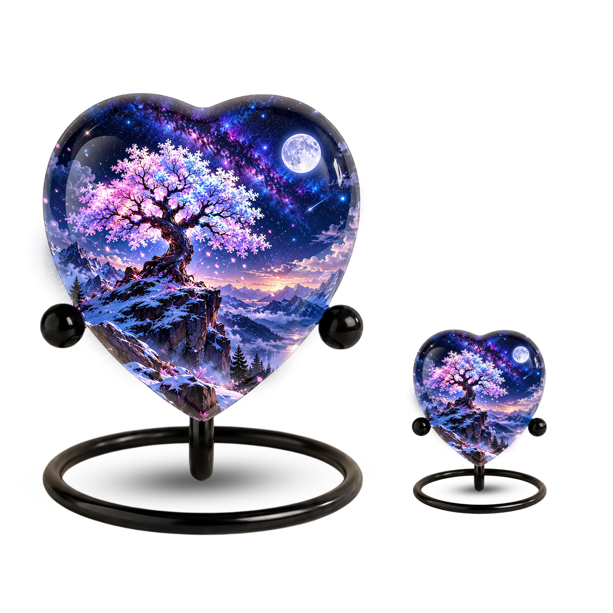 Cherry Blossom Adult Urn for Ashes, Tree of Life Memorial Urn, Pink Sakura Tree Cremation Urn