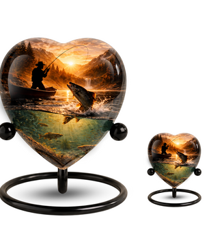 Fishing Urn for Dad – Gone Fishing Cremation Urn for Human Ashes, Personalized Adult Male Keepsake Urn