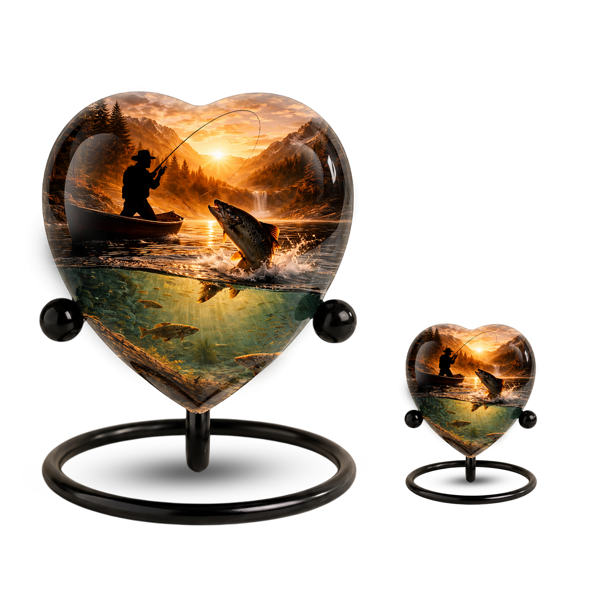 Fishing Urn for Dad – Gone Fishing Cremation Urn for Human Ashes, Personalized Adult Male Keepsake Urn