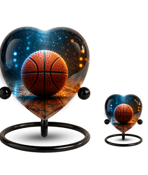 Basketball Heart-Shaped Adult Cremation Urn – Basketball Adult Urn for Human Ashes