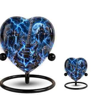 Fantasy Guitar Cremation Urn for Ashes, Musician Memorial Urn, Personalized Guitar Urn,
