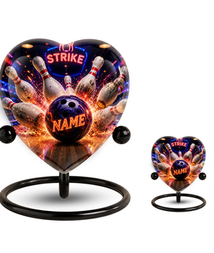 Bowling Urn – Personalized Bowling Cremation Urn for Ashes Heart-Shaped Adult Cremation Urn for Bowlers