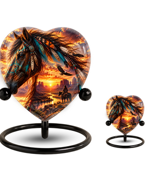 Native American Horse Adult Cremation Urn for Ashes – Western Horse Memorial Urn
