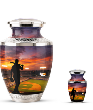 Baseball Player Cremation Urn for Dad, Personalized Baseball Memorial Urn for Son