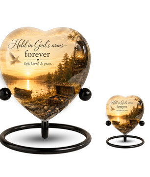 Fishing Adult Urn – Adult Urn for Ashes, Fishing Cremation Urn, Lake Sunset Urn for Adult Ashes