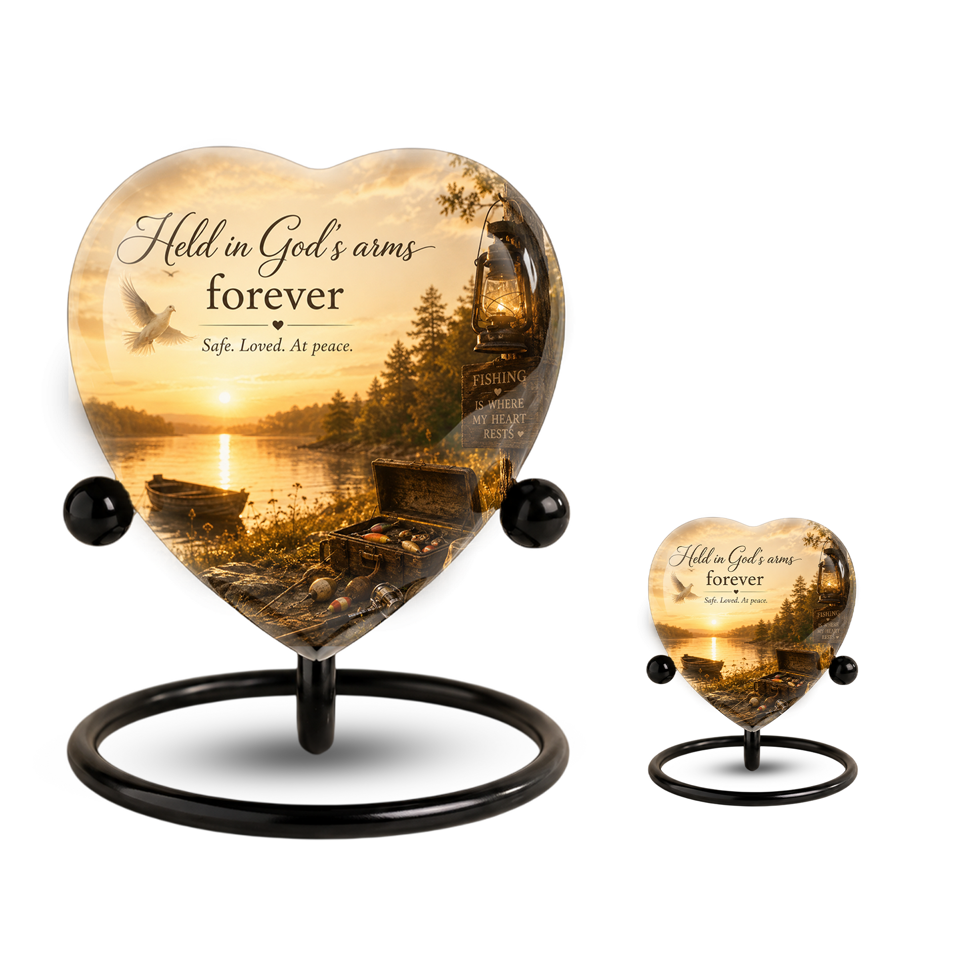 Fishing Adult Urn – Adult Urn for Ashes, Fishing Cremation Urn, Lake Sunset Urn for Adult Ashes
