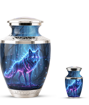 Wolf Cremation Urn for Human Ashes, Personalized Memorial Urn for Men