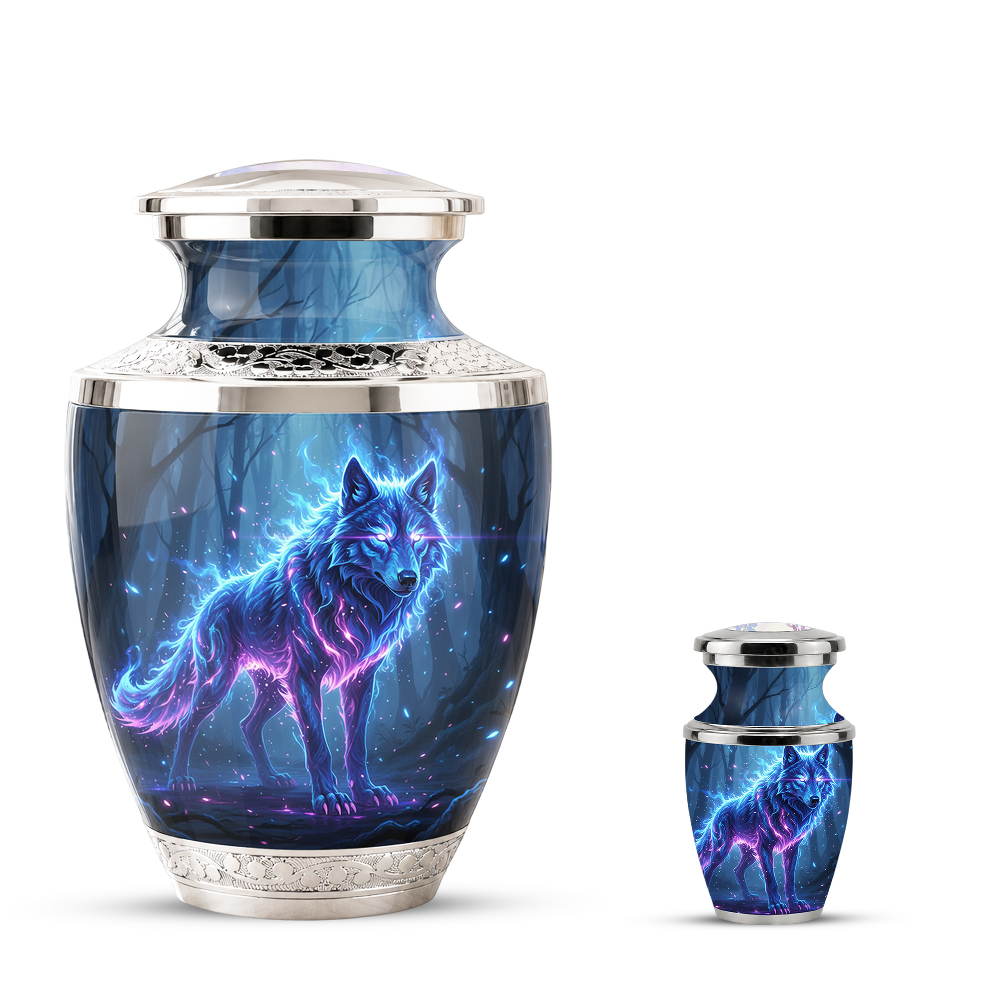 Wolf Cremation Urn for Human Ashes, Personalized Memorial Urn for Men