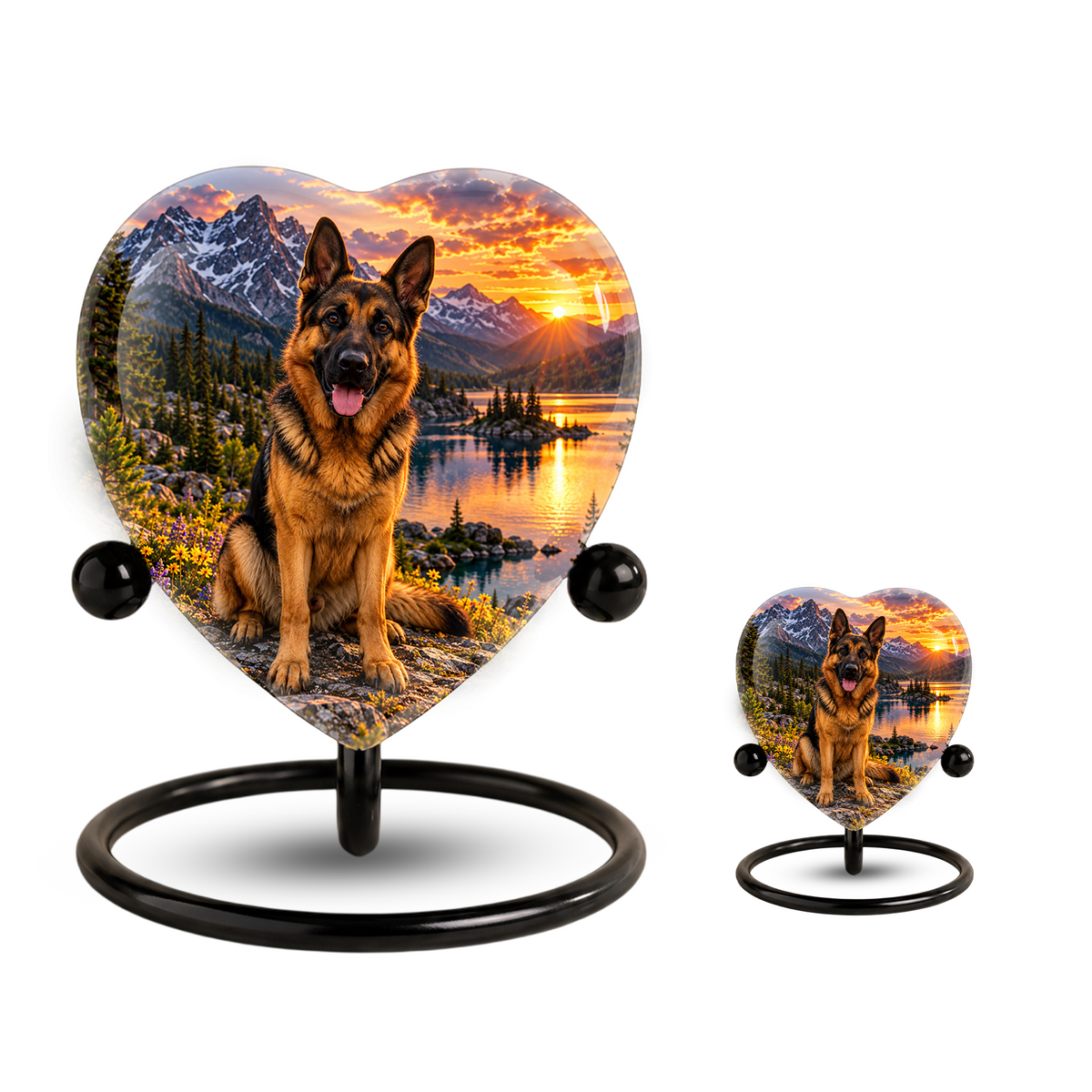 German Shepherd Heart Cremation Urn for Ashes, Personalized Adult Memorial Urn Heart Shaped Pet Memorial