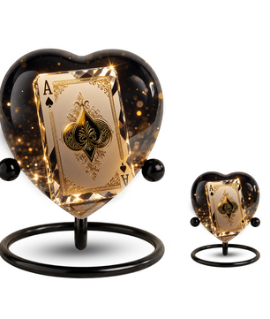 Ace of Spades Adult Urn – Luxury Playing Card Heart Design Adult Cremation Urn for Ashes