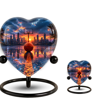 Basketball Sunset Adult Urn – Sports-Themed Adult Cremation Urn for Ashes