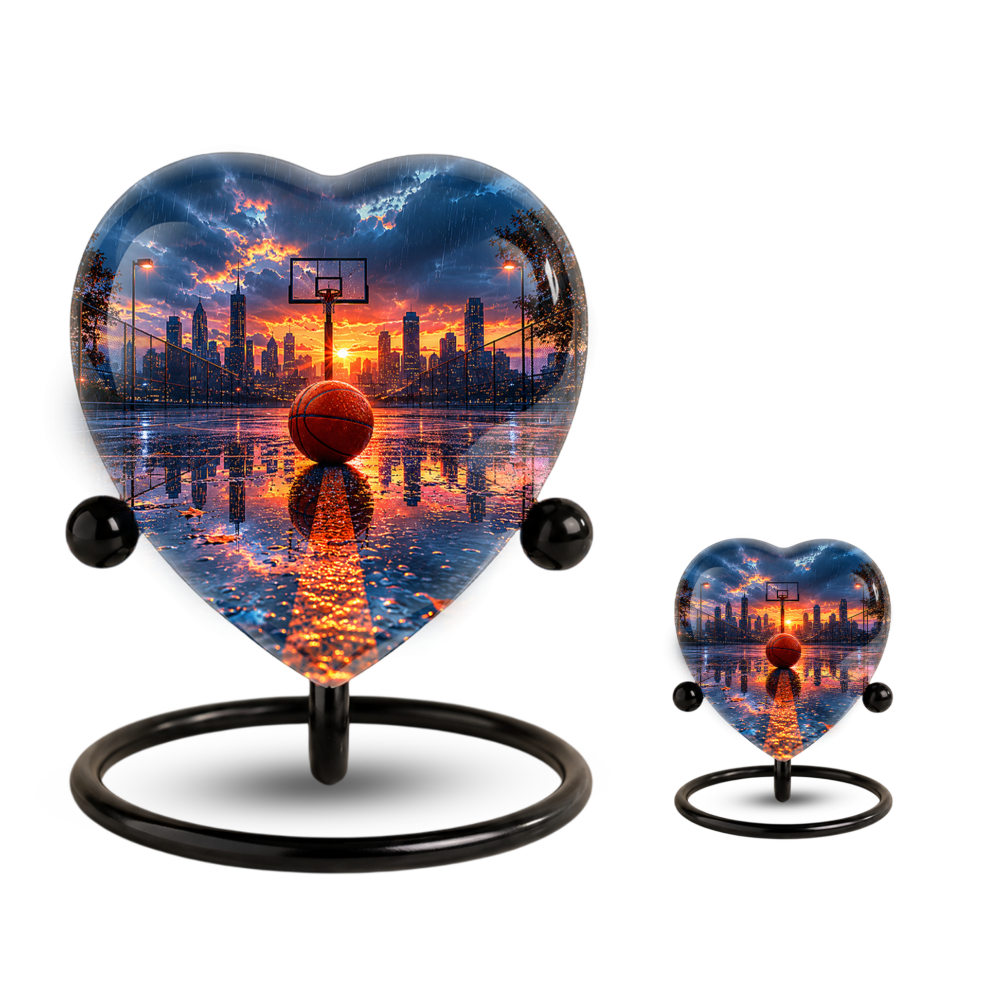 Basketball Sunset Adult Urn – Sports-Themed Adult Cremation Urn for Ashes