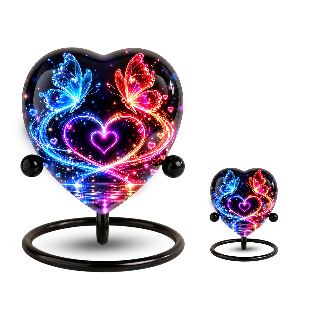 Butterfly Adult Urn for Ashes, Blue and Red Butterfly Heart Memorial Urn, Colorful Love and Light Cremation Urn