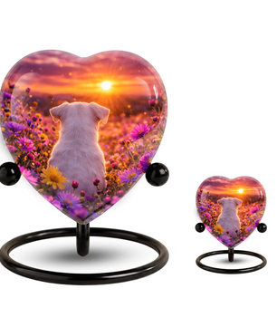 Sunset Rainbow Bridge Dog Adult Urn for Human Ashes – Heart-Shaped Memorial Adult Cremation Urn