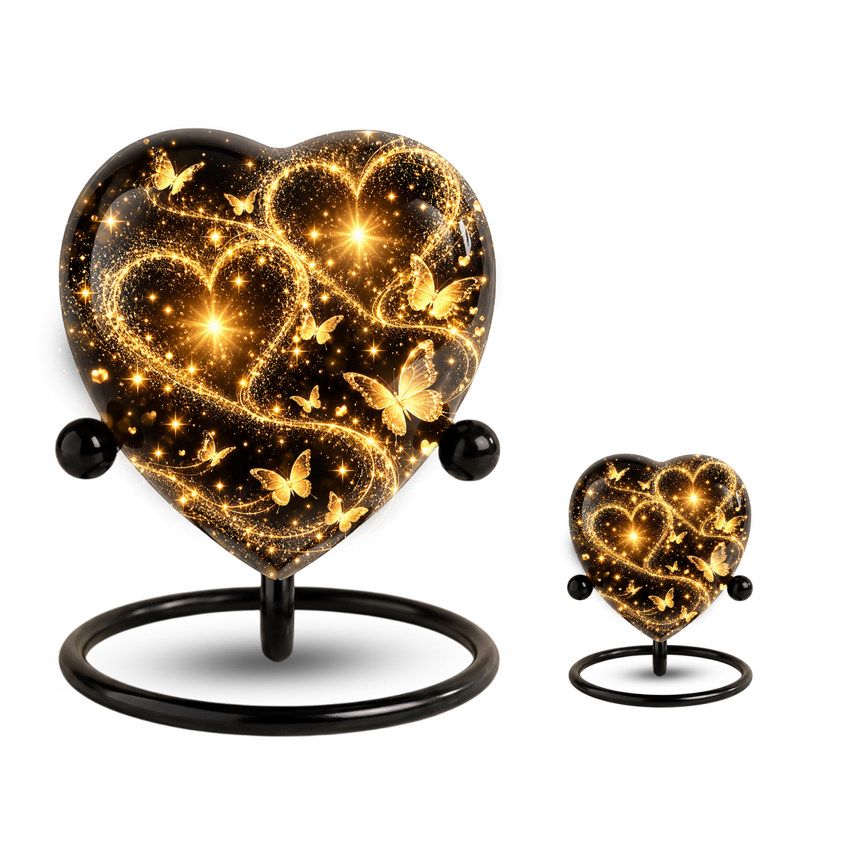 Butterfly Adult Urn for Ashes, Gold Heart Memorial Urn, Elegant Adult Cremation Urn