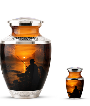 Personalized Fishing Cremation Urn for Male, Fishing Memorial Urn for Father