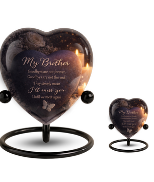 Heart-Shaped Brother Memorial, Adult Cremation Urn, Adult Urns for Ashes, Brother Keepsake Urn