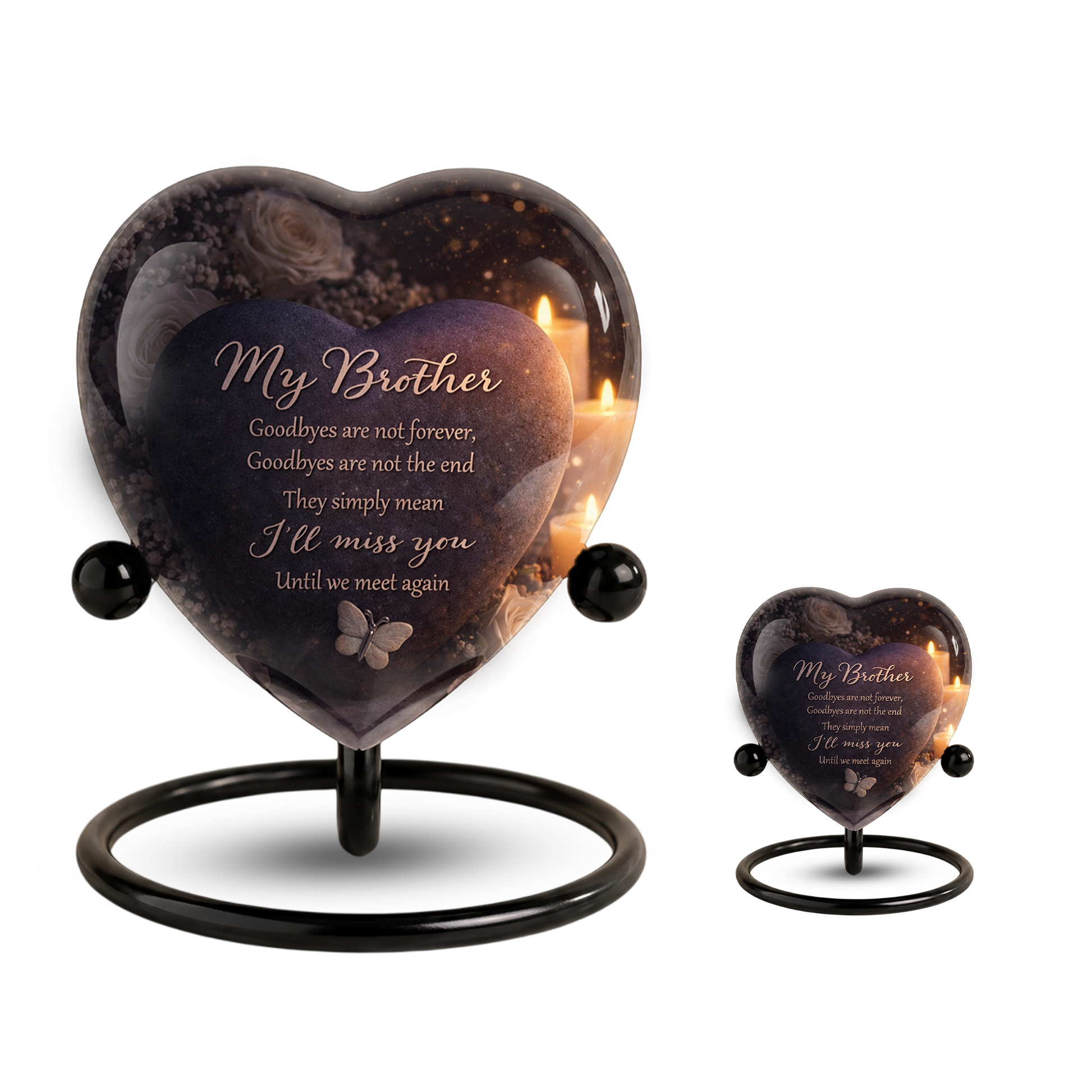 Heart-Shaped Brother Memorial, Adult Cremation Urn, Adult Urns for Ashes, Brother Keepsake Urn