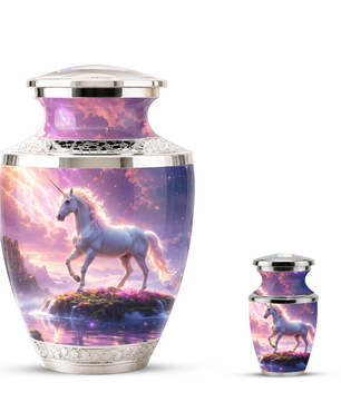 Unicorn Cremation Urn for Female, Personalized Memorial Urn for Women