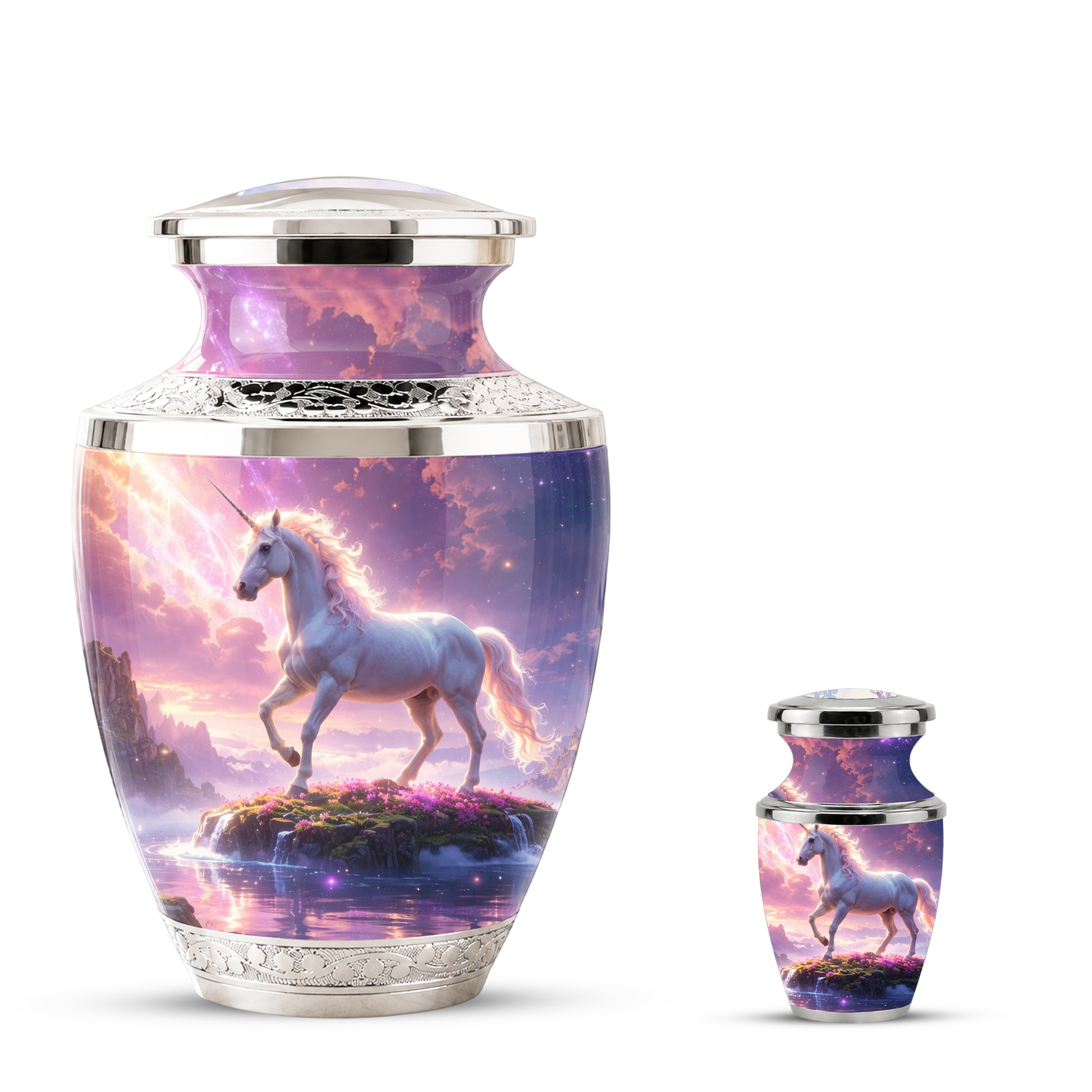 Unicorn Cremation Urn for Female, Personalized Memorial Urn for Women