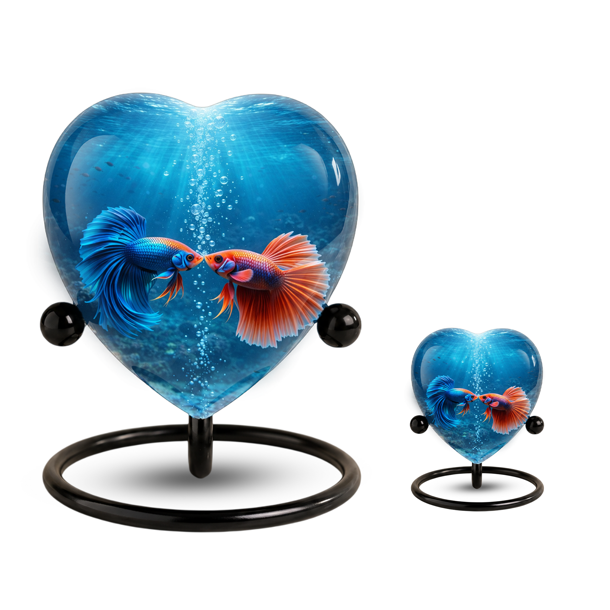 Heart-Shaped Betta Fish Cremation Urn – Beautiful Memorial Keepsake Urn for Adult Ashes, Unique Fish Urn for Loved Ones