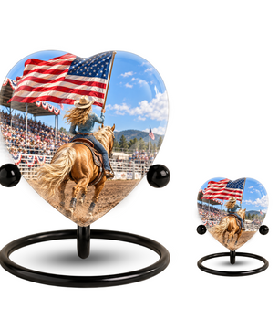 American Flag Cowboy Memorial Wind Chime – Heart-Shaped Rodeo Horse Memorial Decoration