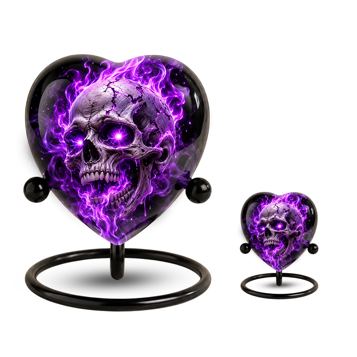 Purple Skull Adult Cremation Urn for Ashes, Gothic Skull Memorial Urn, Personalized Adult Urn, Halloween Horror Heart Shaped Cremation Urn