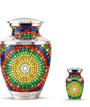 Stained Glass Cremation Urn for Human Ashes, Personalized Memorial Urn for Adult