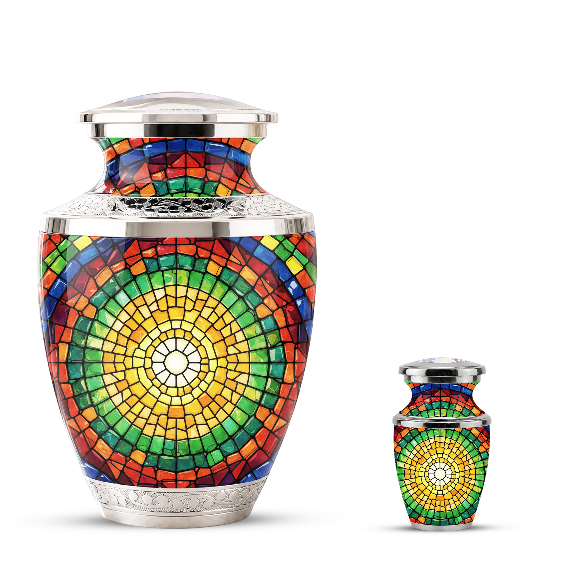 Stained Glass Cremation Urn for Human Ashes, Personalized Memorial Urn for Adult