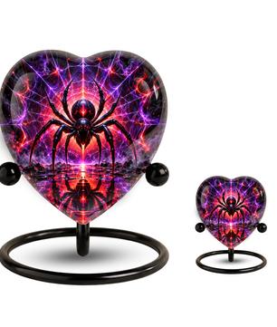Spider Cremation Urn for Ashes, Gothic Spider Memorial Urn, Black Widow Spider Urn, Web Themed Adult Urn, Personalized Heart Shaped Urn