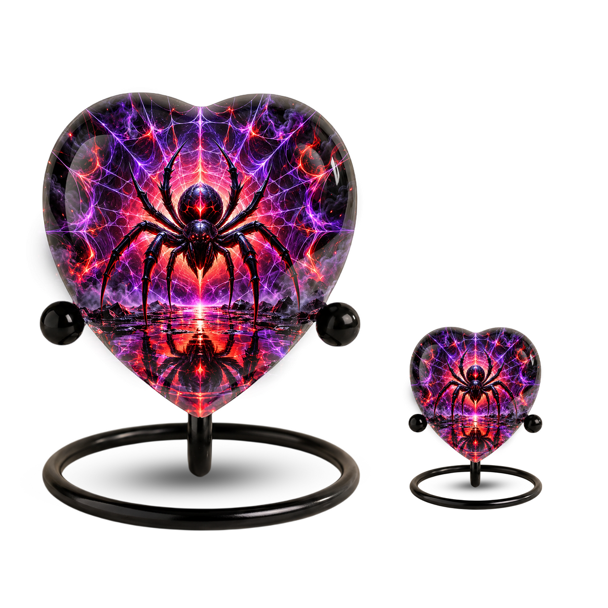 Spider Cremation Urn for Ashes, Gothic Spider Memorial Urn, Black Widow Spider Urn, Web Themed Adult Urn, Personalized Heart Shaped Urn