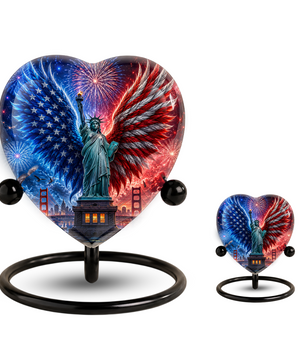 American Eagle Wings Statue of Liberty Urn – Adult Urn for Ashes, Patriotic Cremation Urn