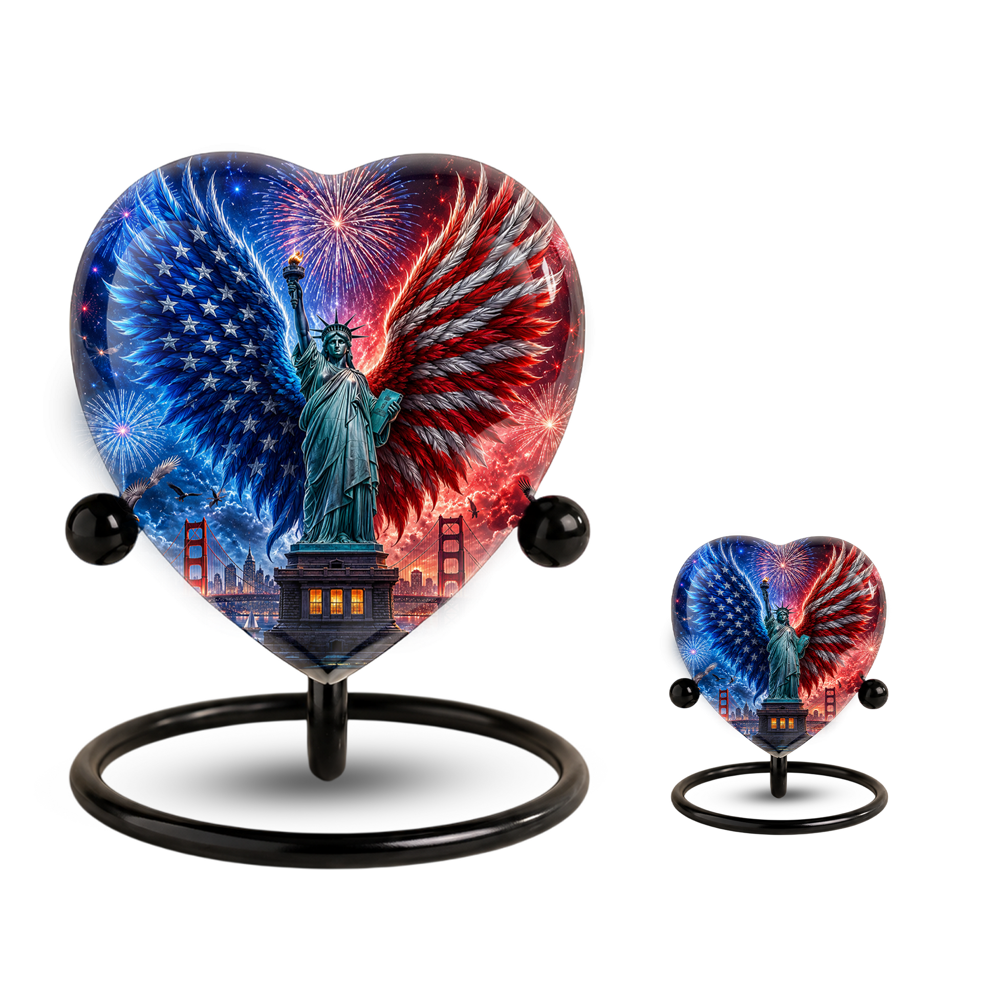 American Eagle Wings Statue of Liberty Urn – Adult Urn for Ashes, Patriotic Cremation Urn