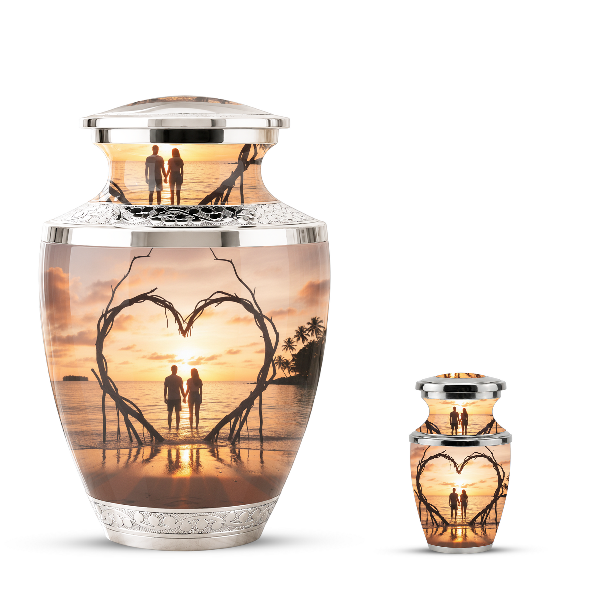 Companion Beach Sunset Memorial Urn for Ashes, Cremation Urn For Couple