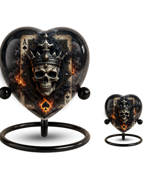 Skull King Heart Cremation Urn for Adults – Unique Adult Urn for Ashes