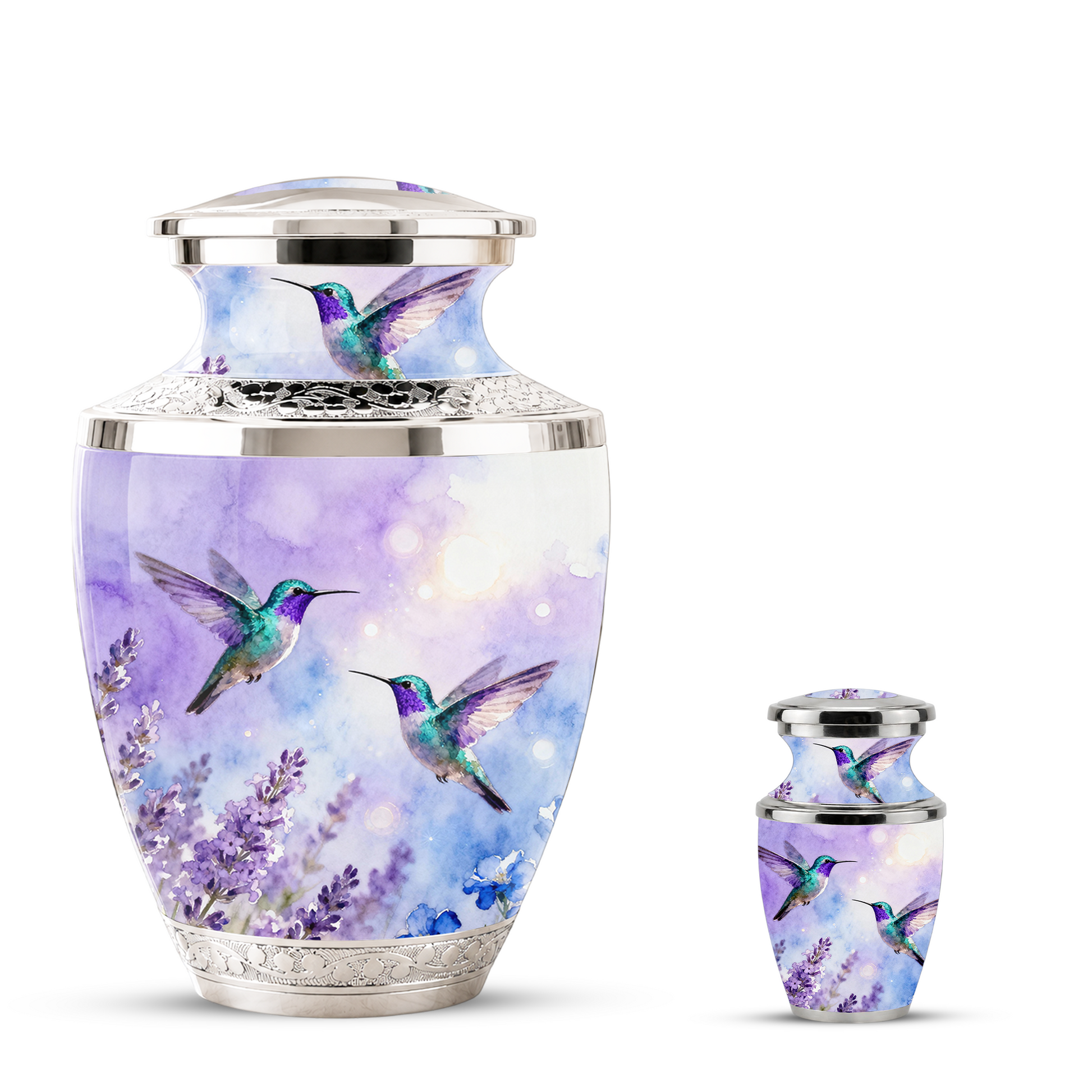 Purple Hummingbird Cremation Urn for Mom, Urn for Human Ashes, Custom Urn for Mother