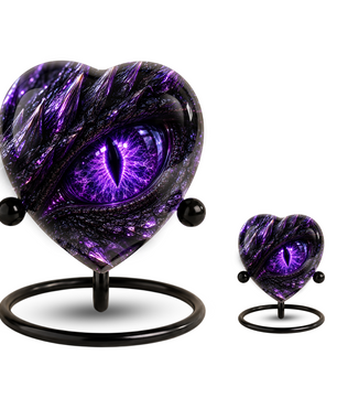 Purple Dragon Eye Adult Cremation Urn for Ashes, Fantasy Dragon Memorial Urn, Personalized Heart Shaped Adult Urn, Dragon Eye Urn