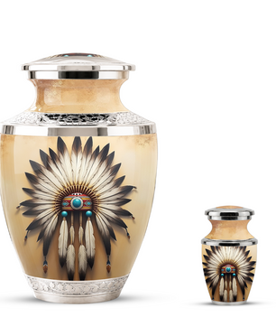 Native American Western Cremation Urn for Dad & Mom, Personalized Memorial Urn