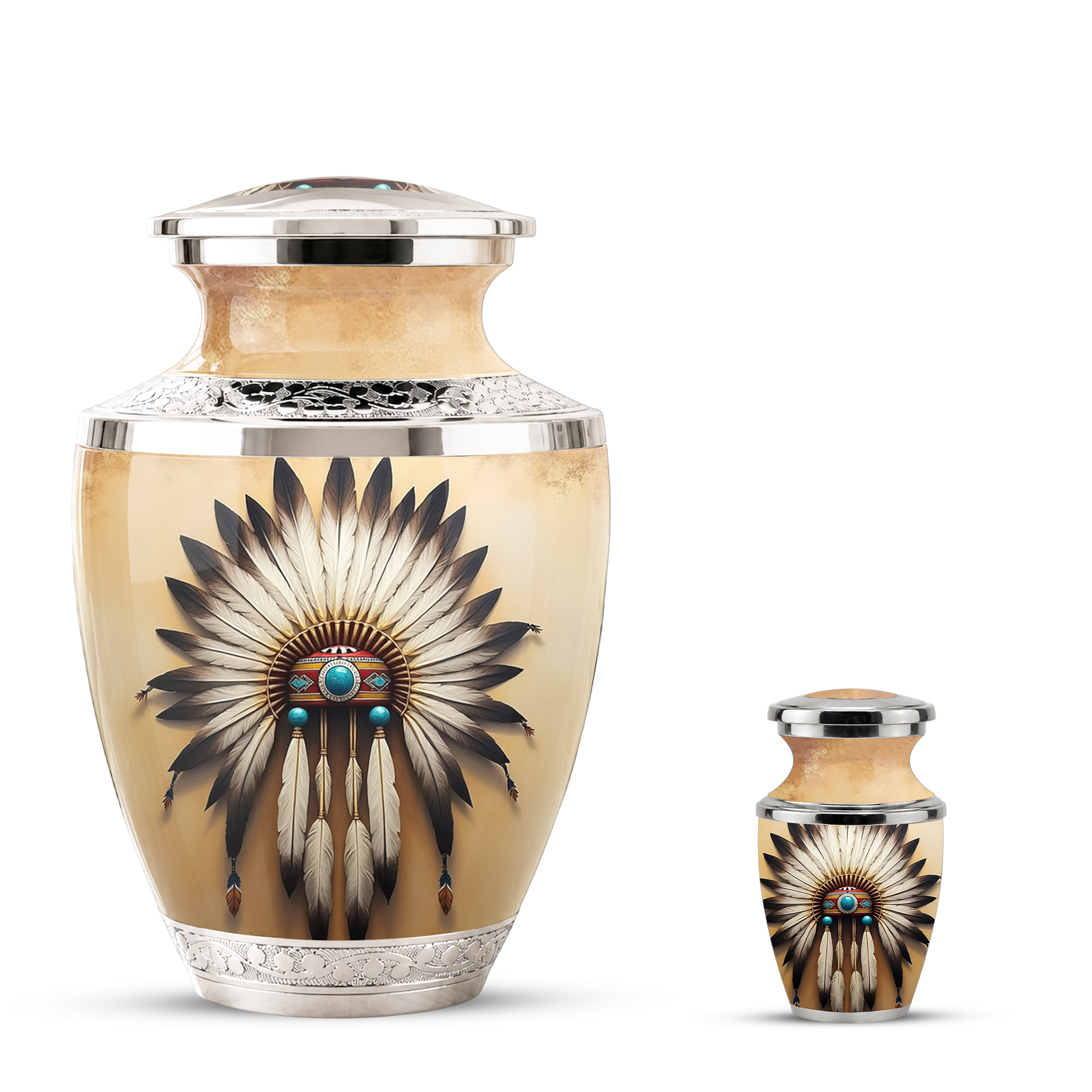 Native American Western Cremation Urn for Dad & Mom, Personalized Memorial Urn