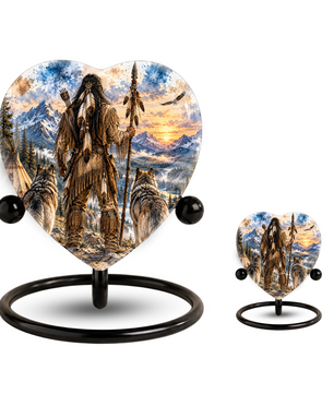 Native American Wolf Adult Cremation Urn for Ashes, Personalized Wolf Memorial Urn,