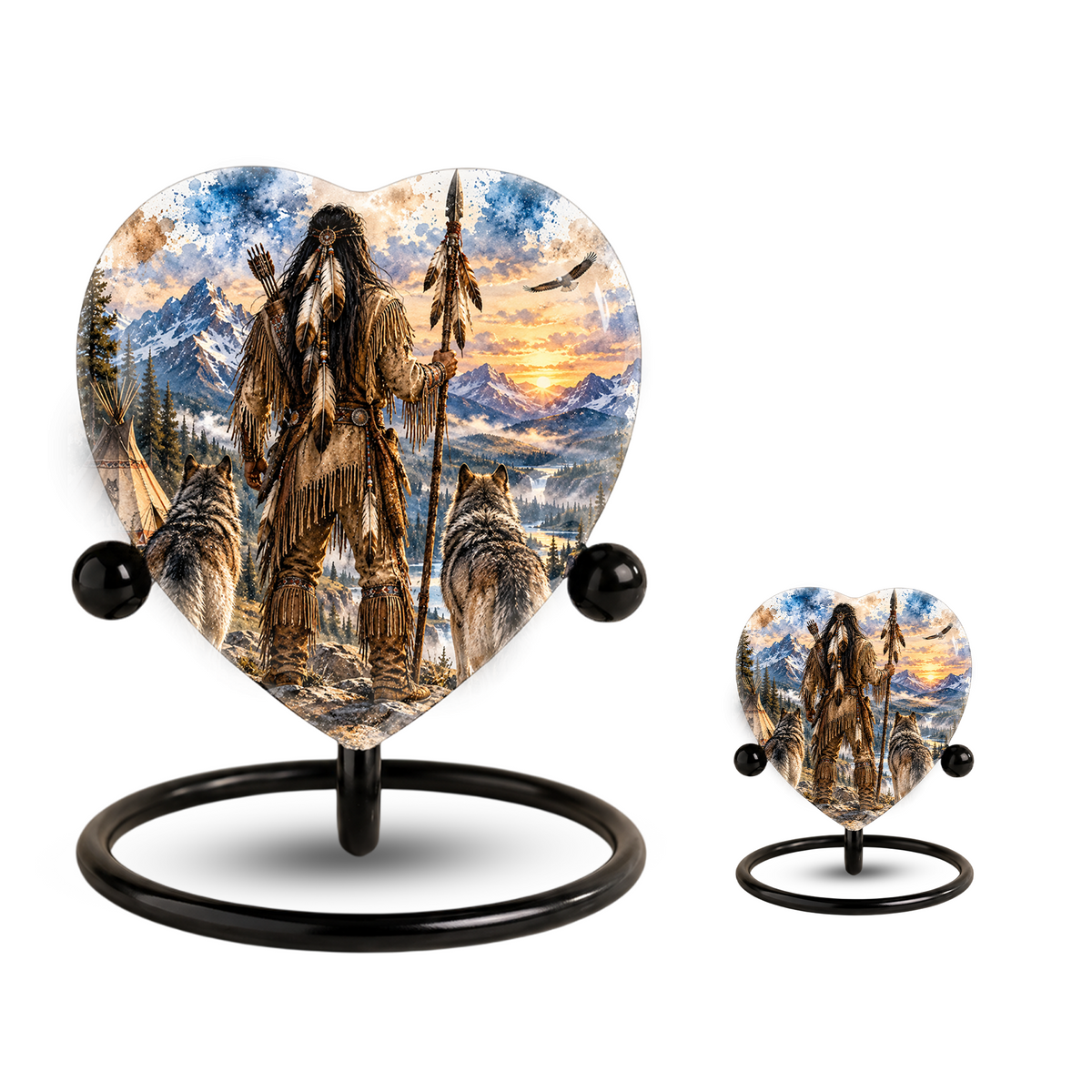 Native American Wolf Adult Cremation Urn for Ashes, Personalized Wolf Memorial Urn,