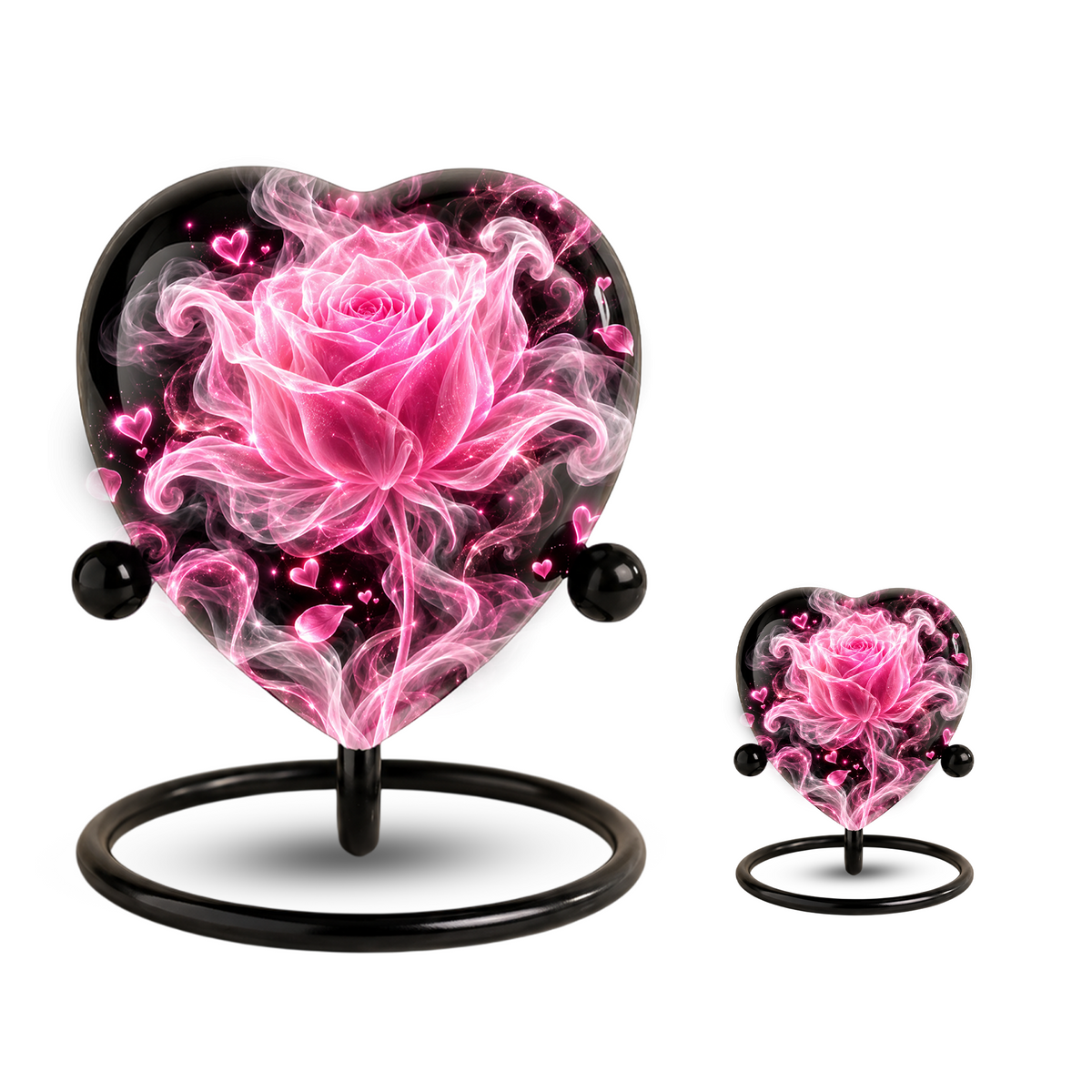 Pink Rose Adult Cremation Urn for Ashes, Personalized Rose Memorial Urn, Heart Shaped Adult Urn, Pink Flower Cremation Urn, Love Urn